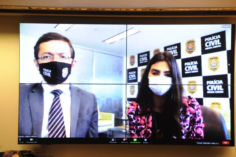 Audiência Pública - Debater o <a class='linkProposicao' href='https://www.camara.leg.br/noticias/552769-projeto-obriga-estados-a-criar-delegacias-da-mulher-em-suas-microrregioes'>PL 501/19</a> (Criação de Delegacias Especializadas no Atendimento à Mulher, nas microrregiões dos Estados. Chefe Polícia Civil de Minas Gerais, Joaquim Francisco Neto e a Delegada, Isabella Franca Oliveira