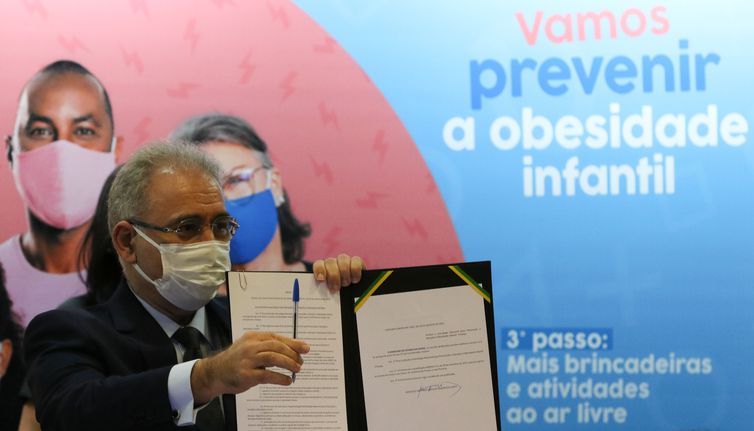 O ministro da Saúde, Marcelo Queiroga, durante o lançamento da Campanha Nacional para Prevenção da Obesidade Infantil
