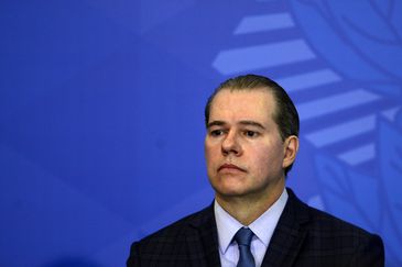 O presidente do STF, Dias Toffoli, durante a solenidade de posse dos dos ministros da Justiça e Segurança Pública; da Advocacia-Geral da União no Palácio do Planalto