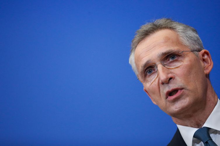 NATO&nbsp;Secretary-General Jens Stoltenberg speaks during a news conference, in Brussels
