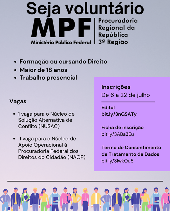 MPF na 4ª Região abre 2º processo seletivo para estágio em 2023, com vagas  em Direito — Procuradoria Regional da República da 4ª Região