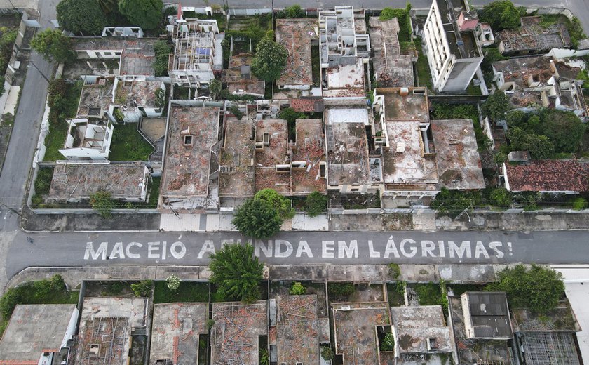 Imagem aérea de bairro afetado pela Braskem