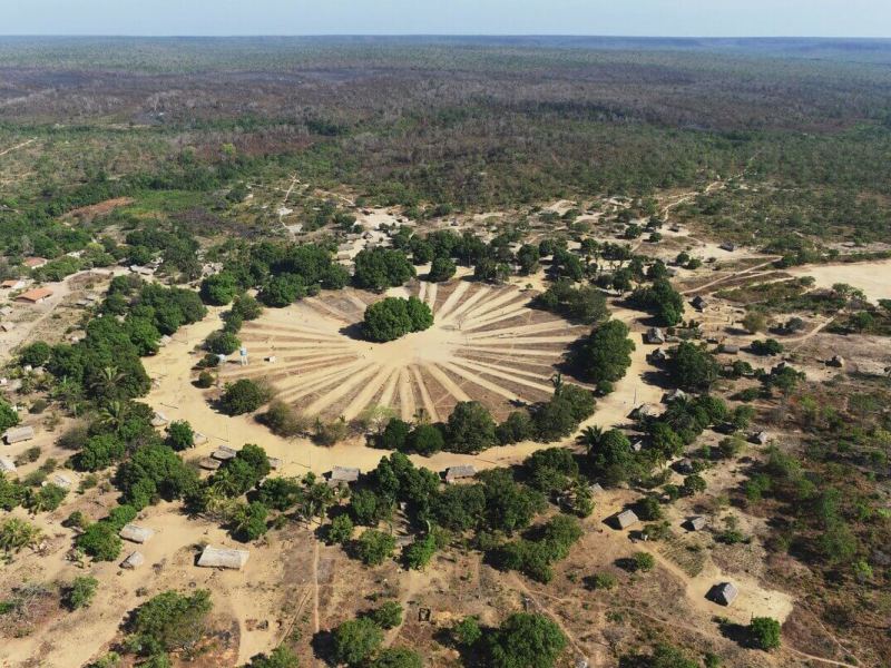 Imagem aérea do Território Indígena Porquinhos, no Maranhão.