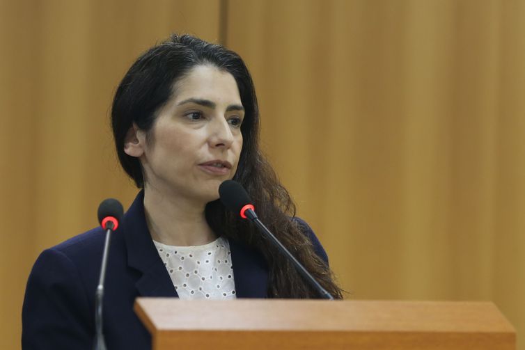 Brasília (DF), A coordenadora do Direito Digital do MJSP, Estela Aranha, fala sobre a responsabilidade das redes sociaisna disseminação de conteudo extremista na internet.
Foto: Valter Campanato/Agência Brasil.