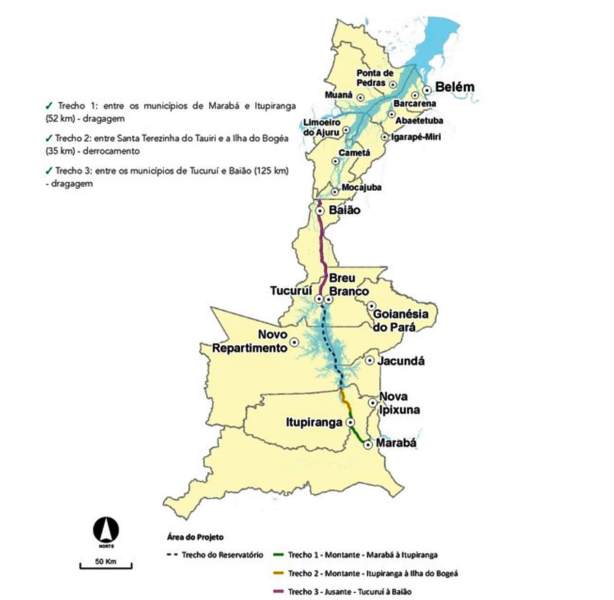 Pedral do Lourenço fica localizado no trecho 2 das intervenções previstas no Pará, conforme mapa cedido pelo Ibama