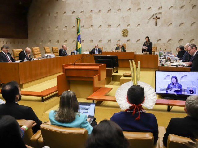 Sessão do STF sobre a tese do marco temporal.