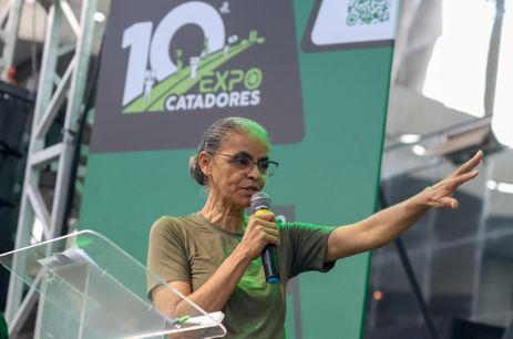 Brasília (DF), 20/12/2023, A Expocatadores 2023, com o tema É hora da conta fechar!, a edição deste ano conta com mais de dois mil catadores (as no Estádio Nacional Mané Garrincha, em Brasília. Na fotos discursando, a ministra do Meio Ambiente, Marina Silva. Foto: Valter Campanato/Agência Brasil