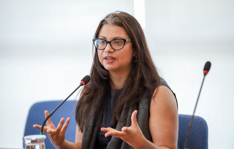 Brasília (DF), 20/12/2023, A coordenadora de Pesquisas por Amostra de Domicílios do IBGE, Adriana Beringuy, durante entrevista coletiva para divulgar a Pesquisa Nacional por Amostra de Domicílios Contínua (PNAD Contínua) - Trabalho de Crianças e Adolescentes de 5 a 17 anos de idade - 2022 . Foto: Antônio Cruz/Agência Brasil