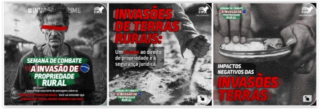 Carrossel de publicações no Instagram da FPA sobre a "Semana de Combate a Invasão de Propriedade Rural"