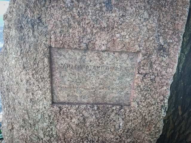 Pedra na Alameda Casa Branca, Jardim Paulista, marca o local do assassinato de Carlos Marighella em 1969