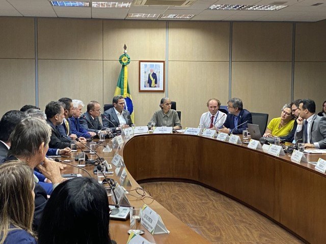 Ministra Marina Silva durante conversa com jornalistas em seu gabinete no dia 23 de maio de 2024